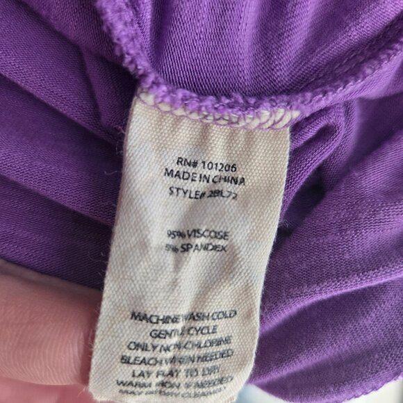 Soft surroundings womens size large purple v neck long roll tab sleeves top - Picture 4 of 8